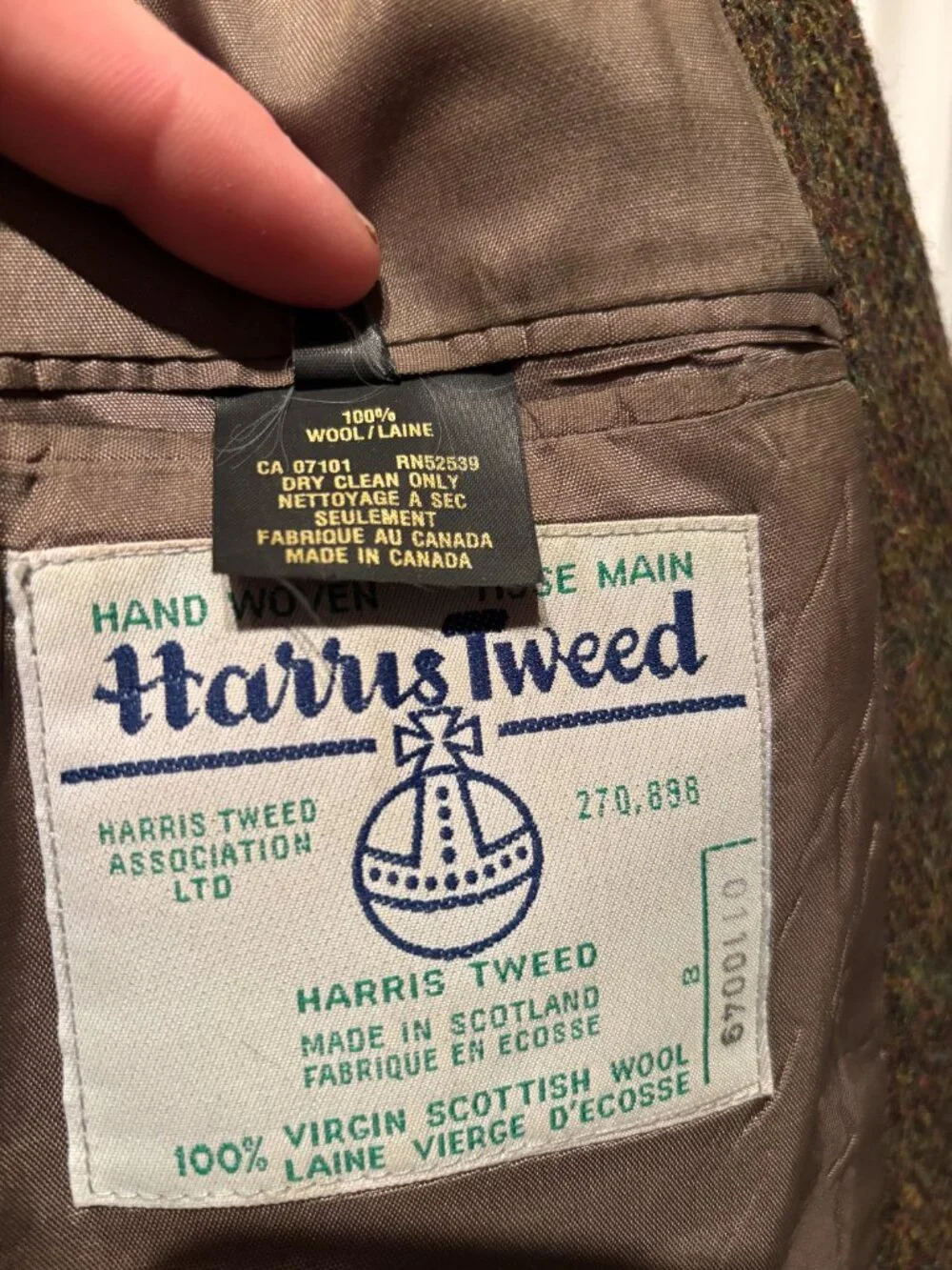 Vintage Harris Tweed Green Wool Jacket in 42 Regular - Picture 6 of 8